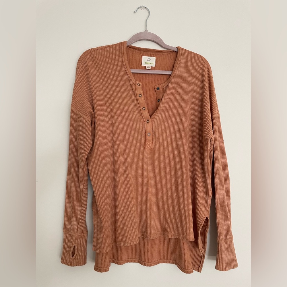 Aerie OFFLINE Collection Wow! Waffle Henley T-Shirt - Size S